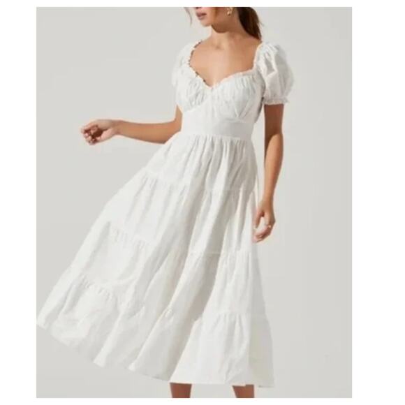 ASTR the Label Sweetheart Neck Tiered Ruffle Cotton Dress Size Large - Picture 2 of 13